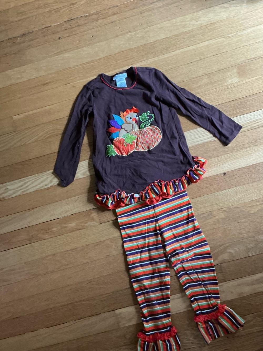 Bonnie Jean Brown Turkey & Striped Pumpkin Set